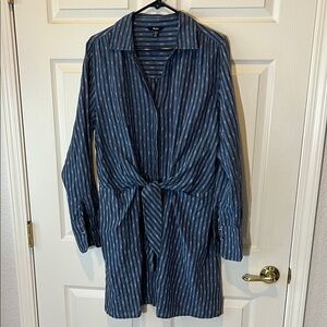 Hatley Navy Blue &‎ White Striped Dress, Sz XL